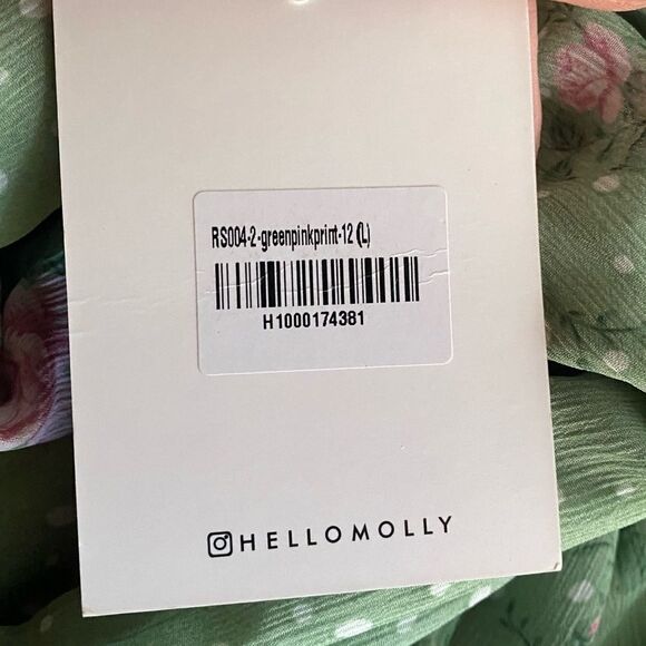 HELLO MOLLY Know My Worth Maxi Dress Floral Ruffle Ruched, Size L Green NWT - Picture 14 of 15